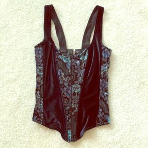 Black and Blue Velvet Bustier